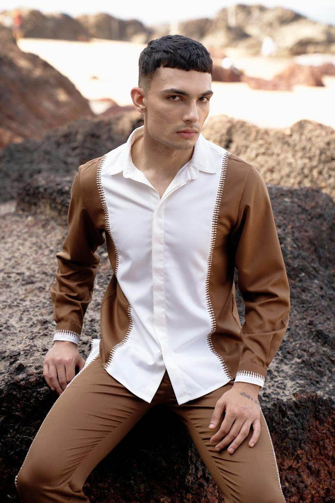 STITCHED & BLOCKED SHIRT - dash and dot dash and dot