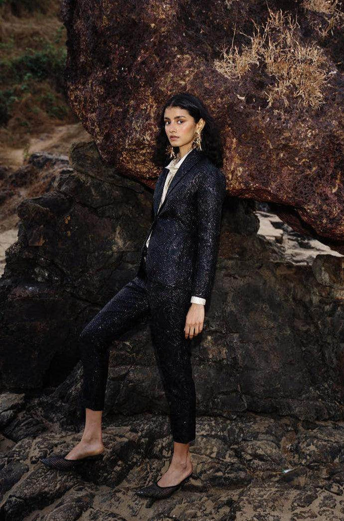 BLACK BROCADE BLAZER - dash and dot dash and dot