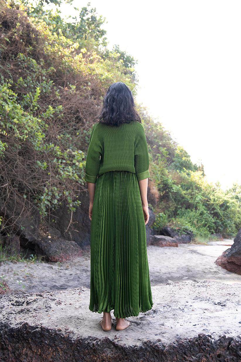GREEN PLEATED SHIRT - dash and dot