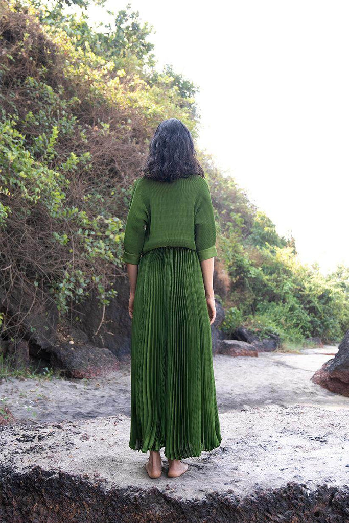 GREEN PLEATED SHIRT - dash and dot dash and dot