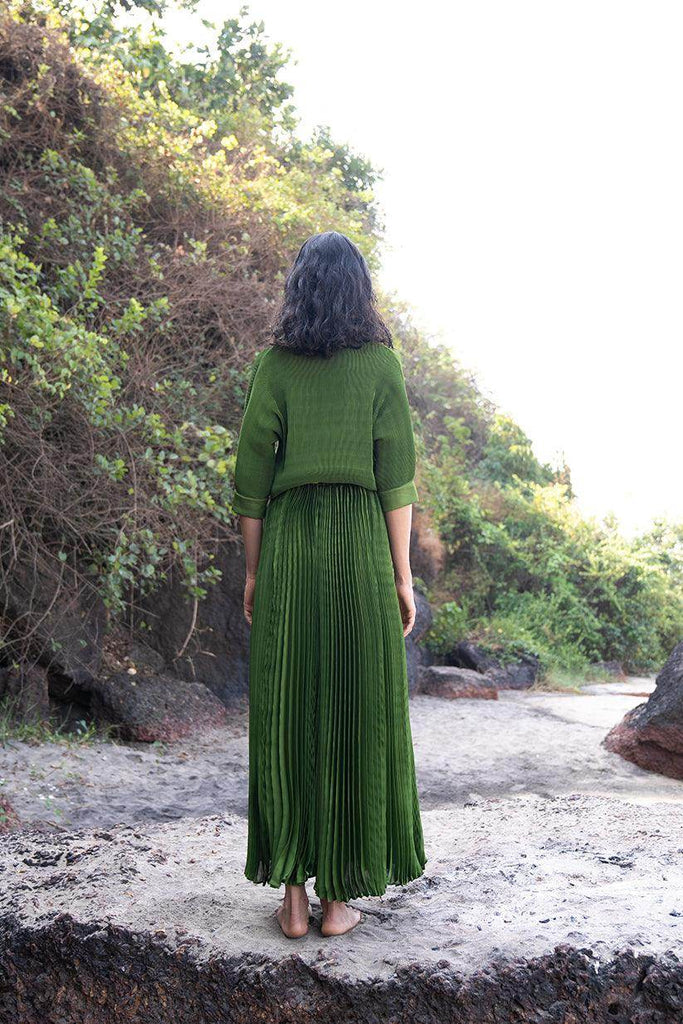 GREEN PLEATED SKIRT SET - dash and dot dash and dot