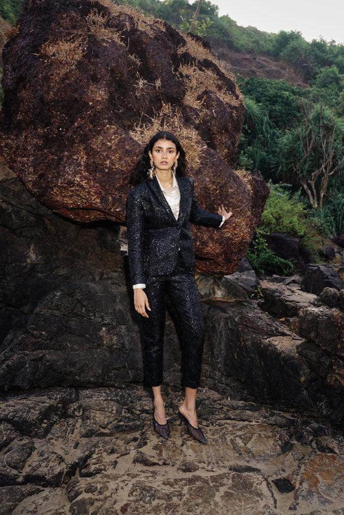 BLACK BROCADE BLAZER - dash and dot dash and dot