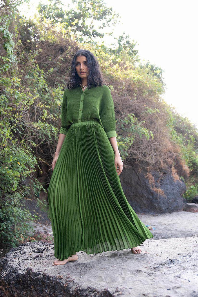 GREEN PLEATED SKIRT SET - dash and dot dash and dot