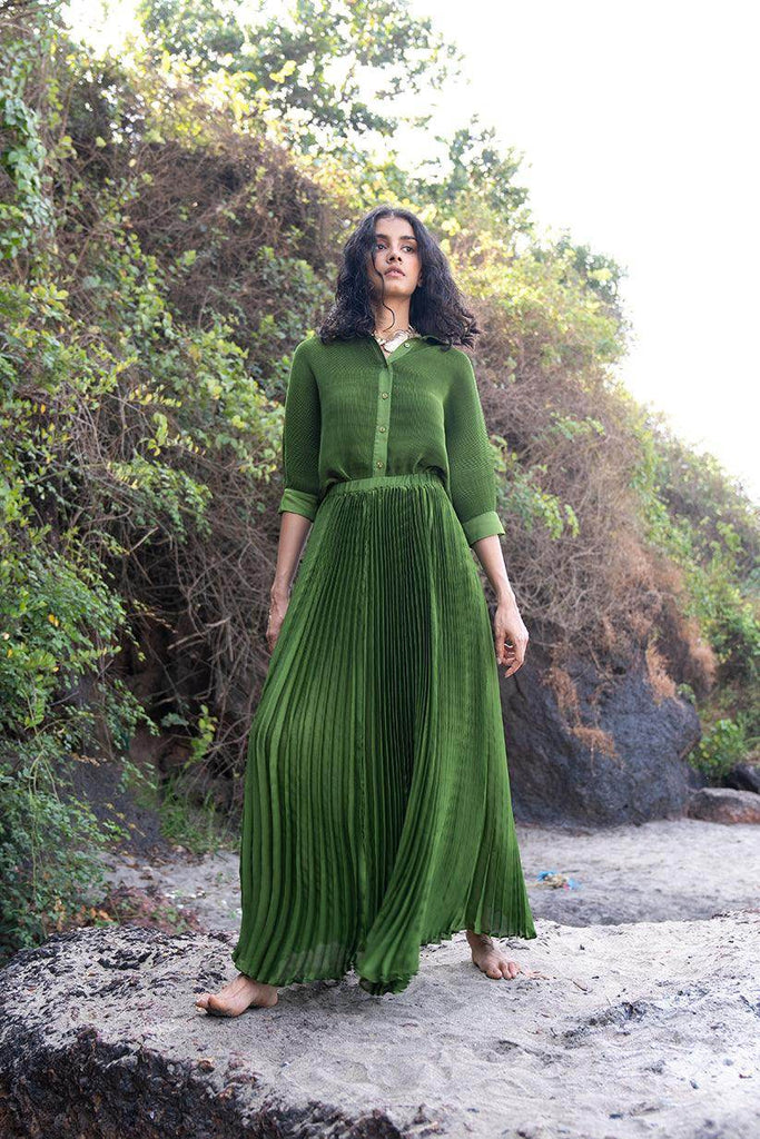 GREEN PLEATED SKIRT SET - dash and dot dash and dot