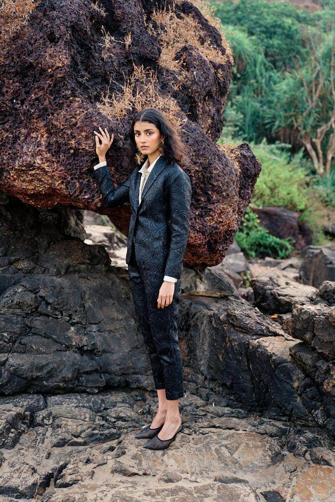 BLACK BROCADE SUIT - dash and dot dash and dot