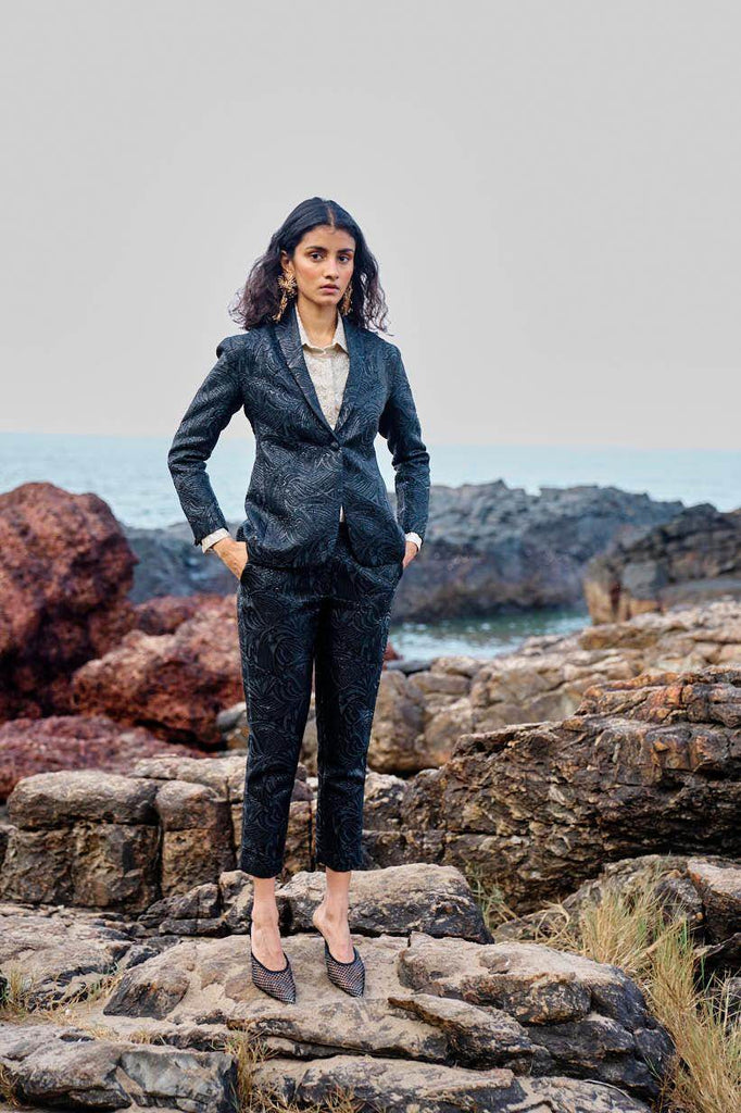 BLACK BROCADE BLAZER - dash and dot dash and dot