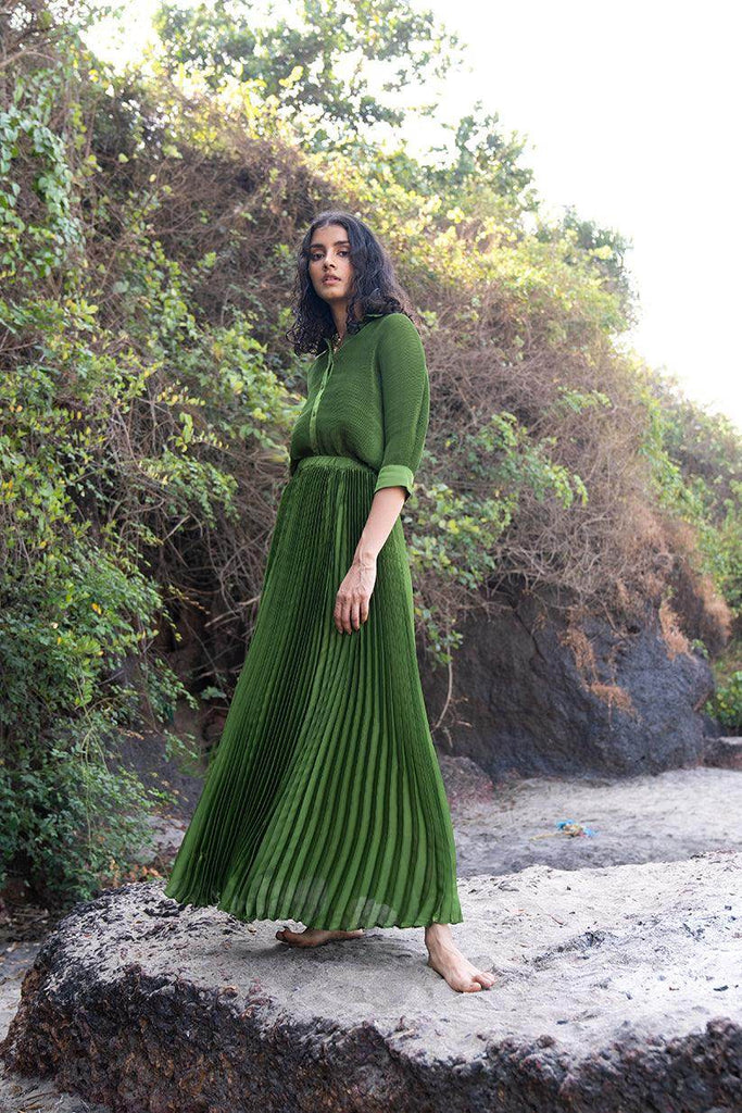 GREEN PLEATED SKIRT - dash and dot dash and dot