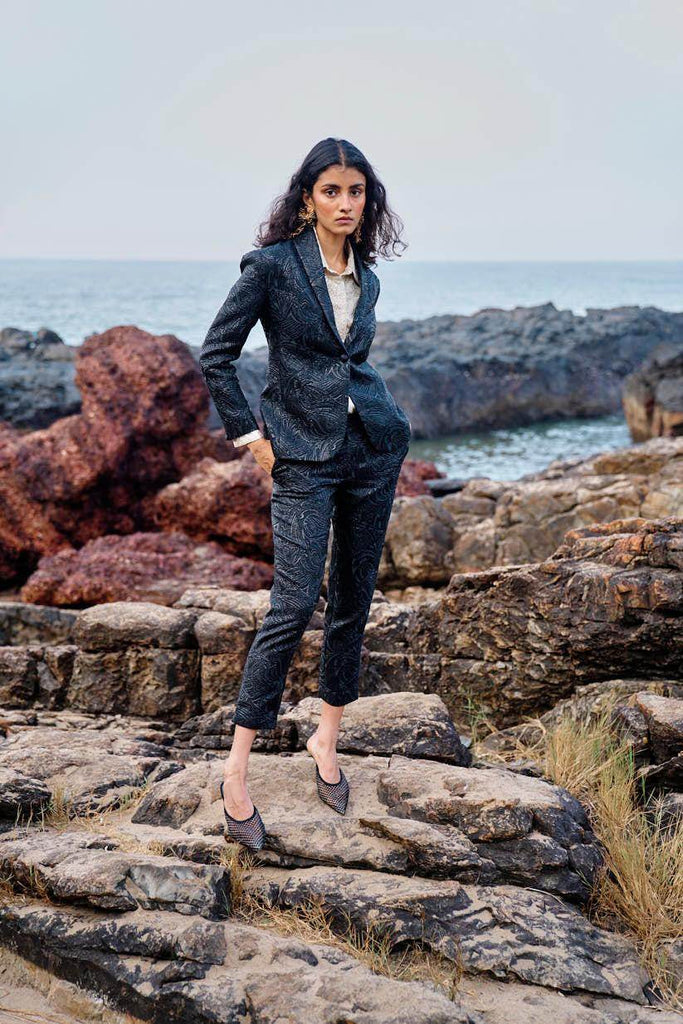 BLACK BROCADE SUIT - dash and dot dash and dot