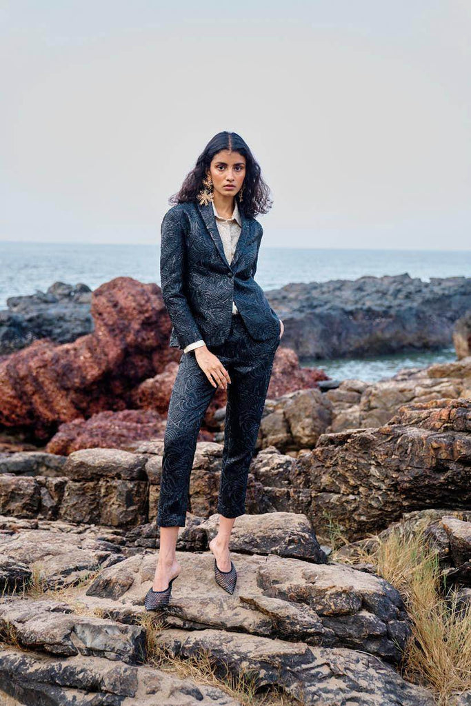 BLACK BROCADE BLAZER - dash and dot dash and dot