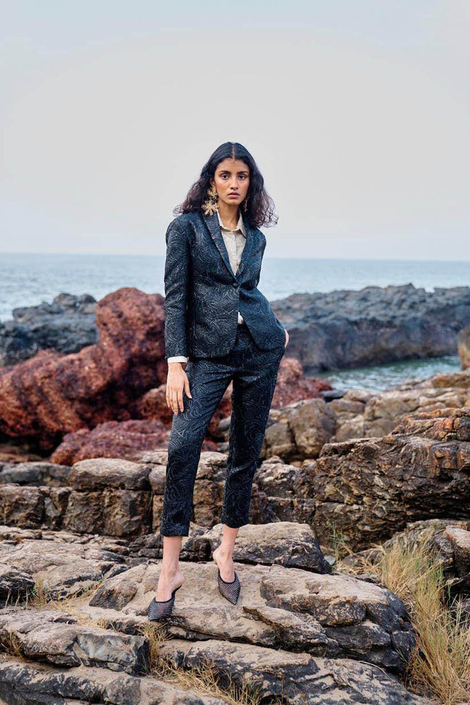 BLACK BROCADE SUIT - dash and dot dash and dot