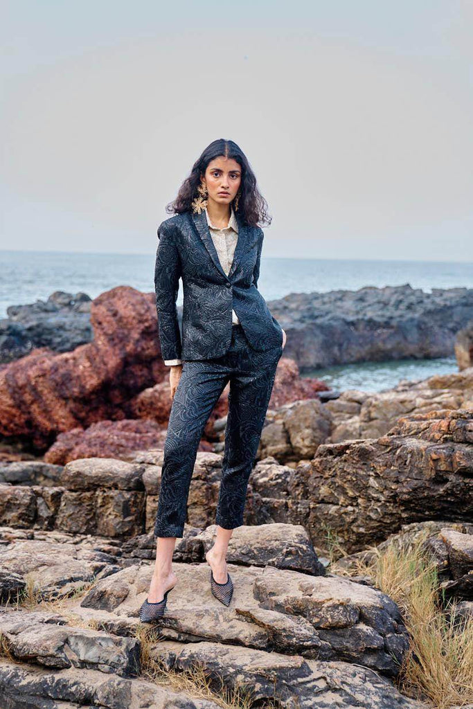 BLACK BROCADE BLAZER - dash and dot dash and dot