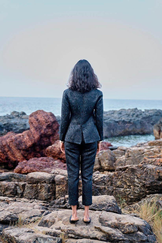 BLACK BROCADE SUIT - dash and dot dash and dot