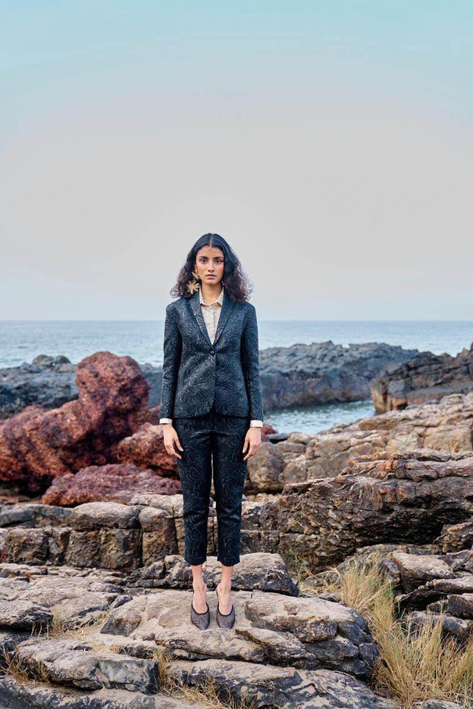 BLACK BROCADE BLAZER - dash and dot dash and dot