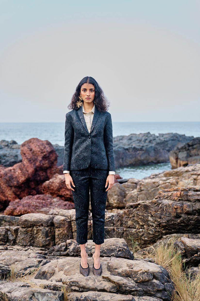 BLACK BROCADE PANT - dash and dot dash and dot