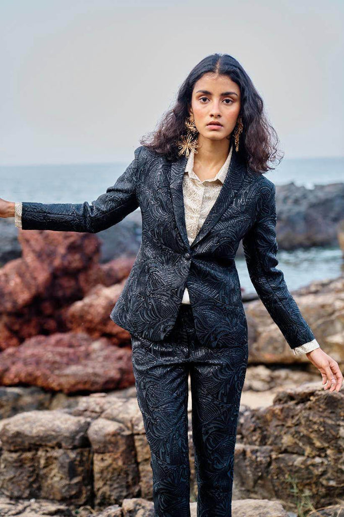 BLACK BROCADE BLAZER - dash and dot dash and dot