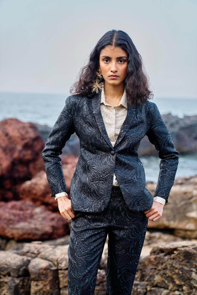 BLACK BROCADE BLAZER - dash and dot dash and dot