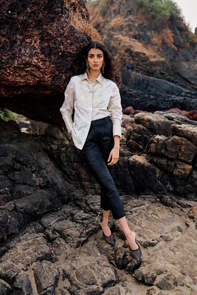 BROCADE CHANDERI SHIRT - dash and dot dash and dot