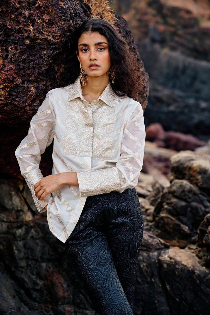 BROCADE CHANDERI SHIRT - dash and dot dash and dot