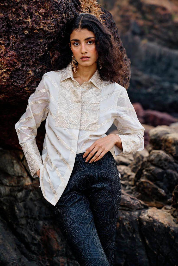 BROCADE CHANDERI SHIRT - dash and dot dash and dot