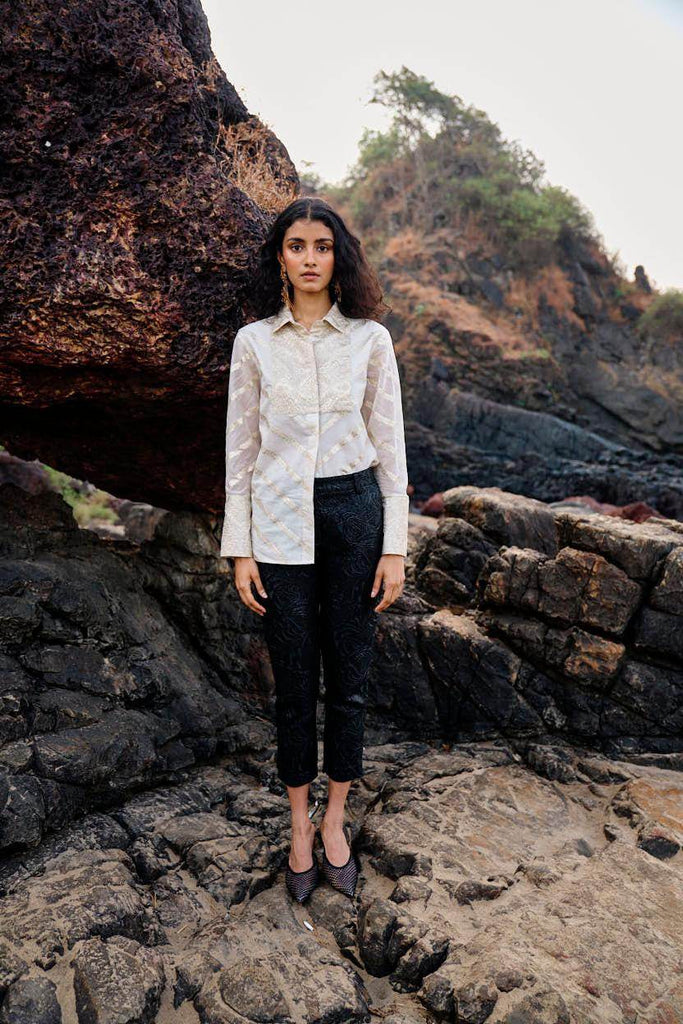 BROCADE CHANDERI SHIRT - dash and dot dash and dot