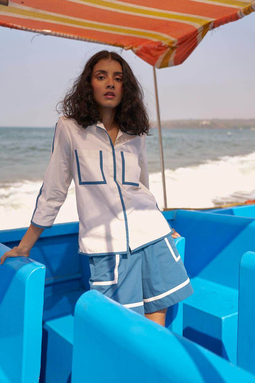 CONTRAST PIPED SHORTS - dash and dot