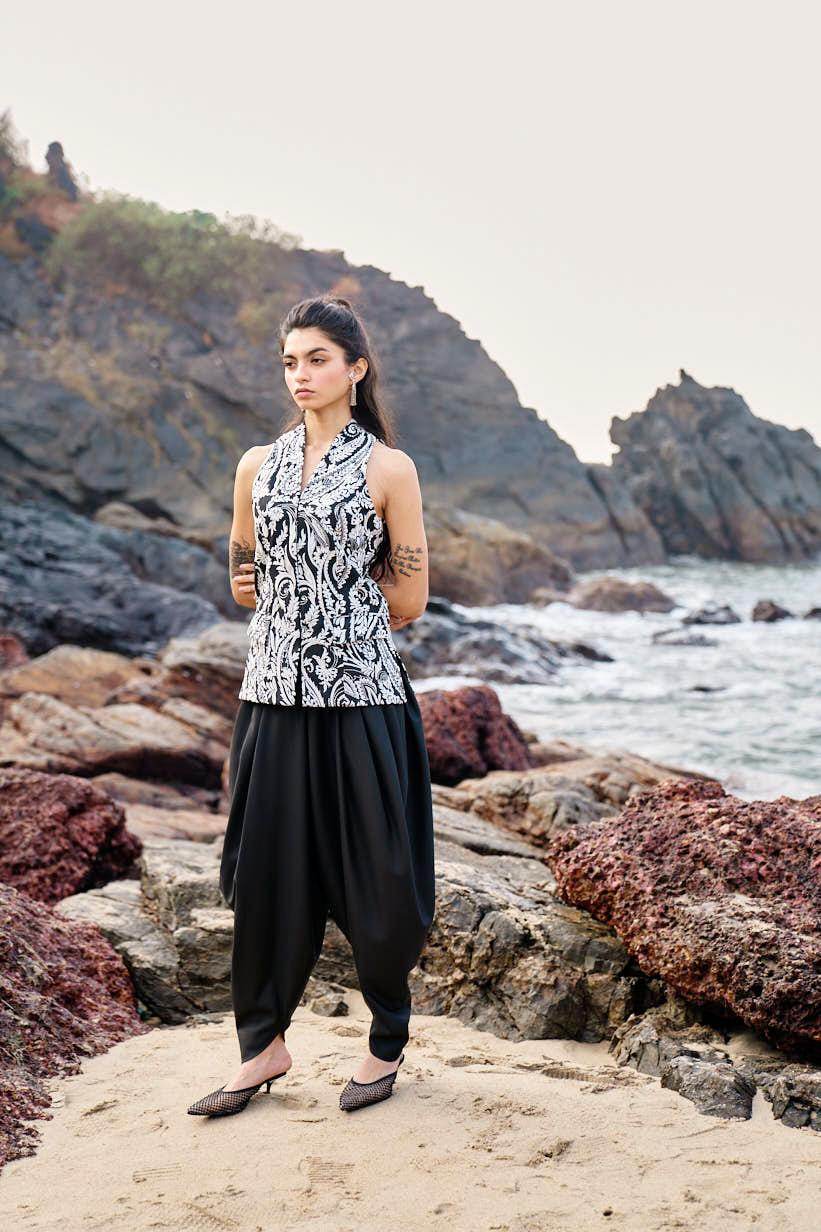 BLACK COWL PANTS - dash and dot