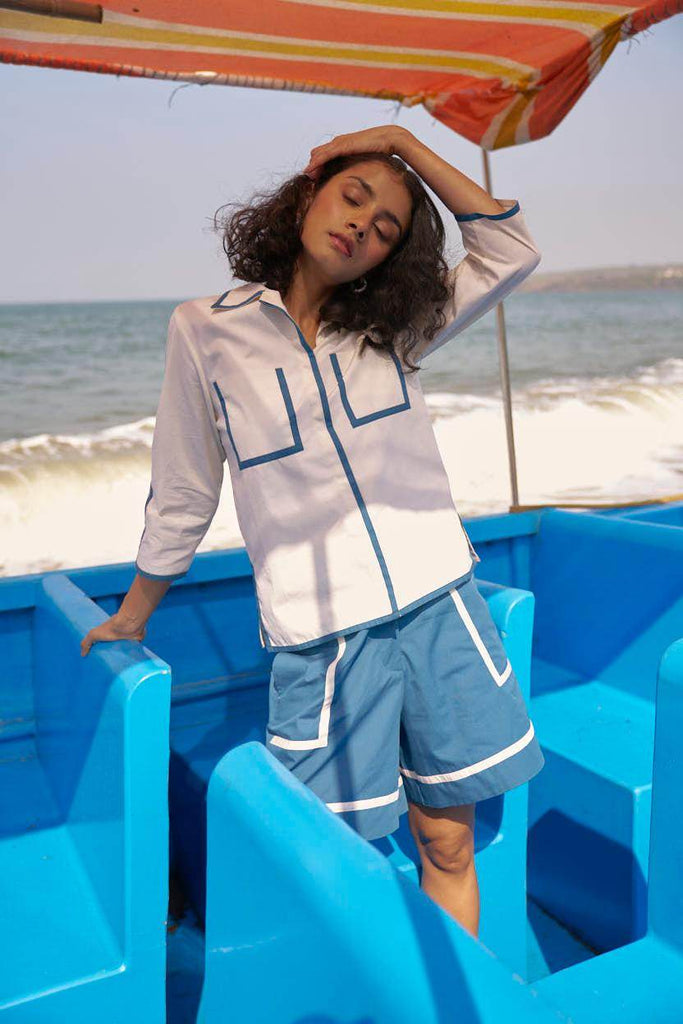 CONTRAST PIPED SHORTS - dash and dot dash and dot