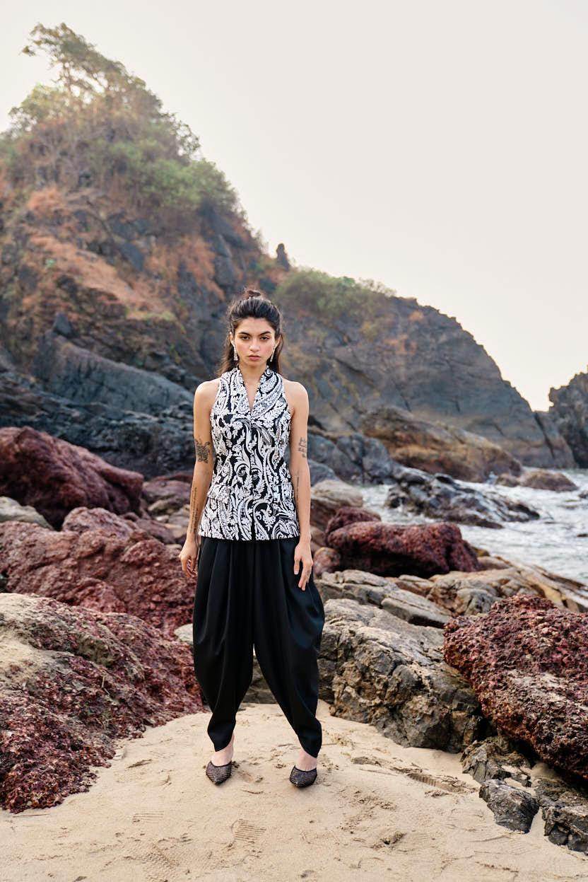 BLACK COWL PANTS - dash and dot