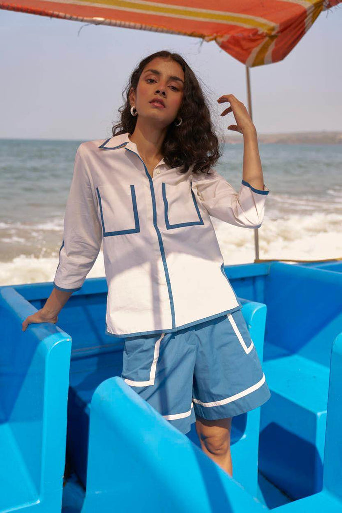 CONTRAST PIPED SHIRT - dash and dot dash and dot