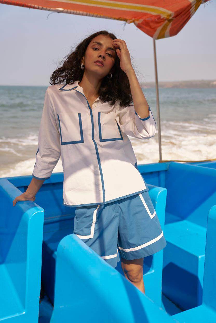 CONTRAST PIPED SHORTS - dash and dot