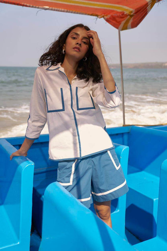 CONTRAST PIPED SHORTS - dash and dot dash and dot