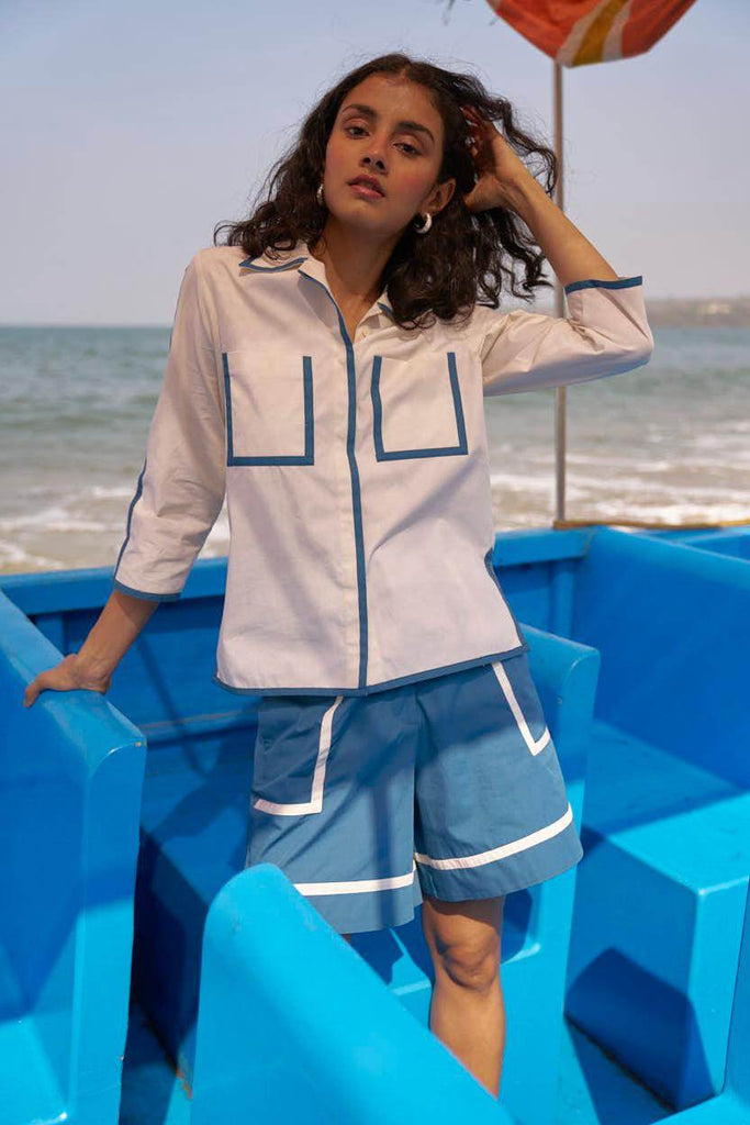 CONTRAST PIPED SHORTS - dash and dot dash and dot