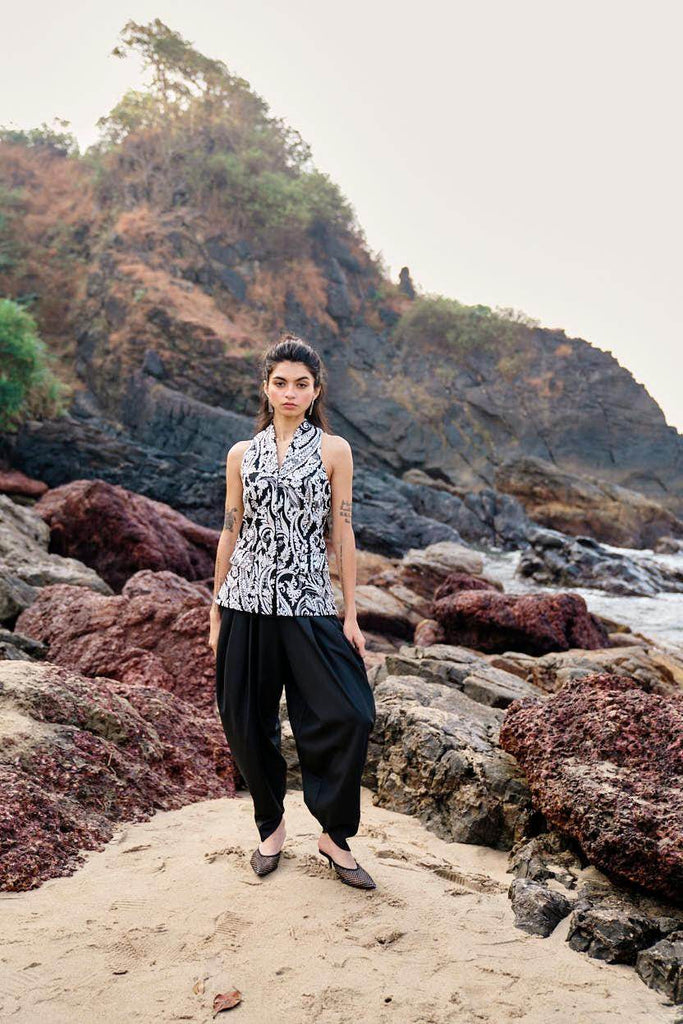 EMBROIDERED WAISTCOAT AND COWL PANT SET - dash and dot dash and dot