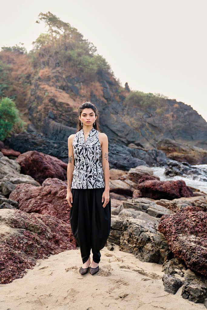 BLACK COWL PANTS - dash and dot dash and dot