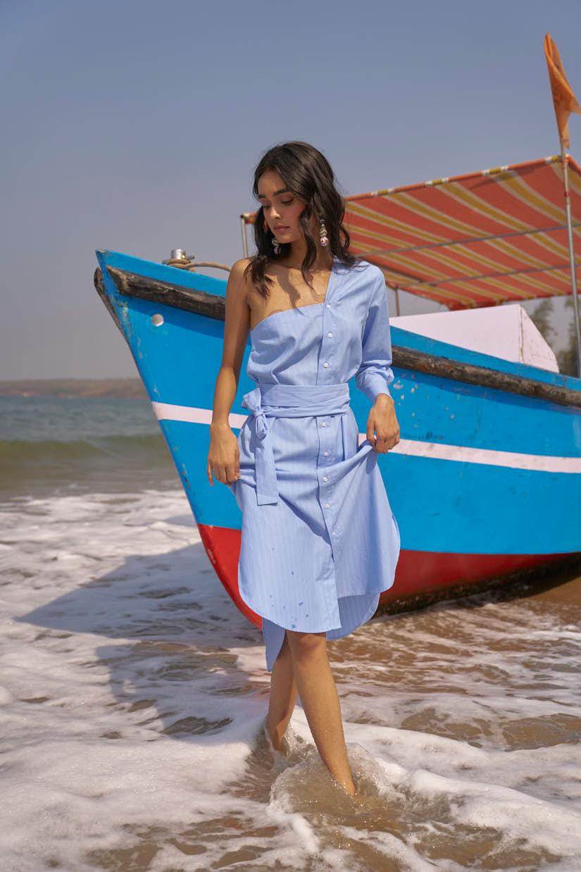 SINGLE SLEEVE SHIRT DRESS - dash and dot