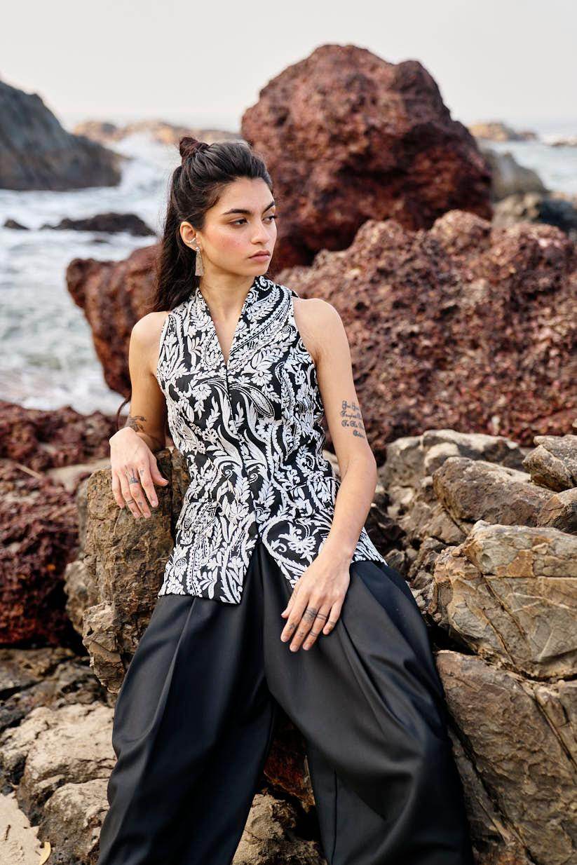 BLACK COWL PANTS - dash and dot