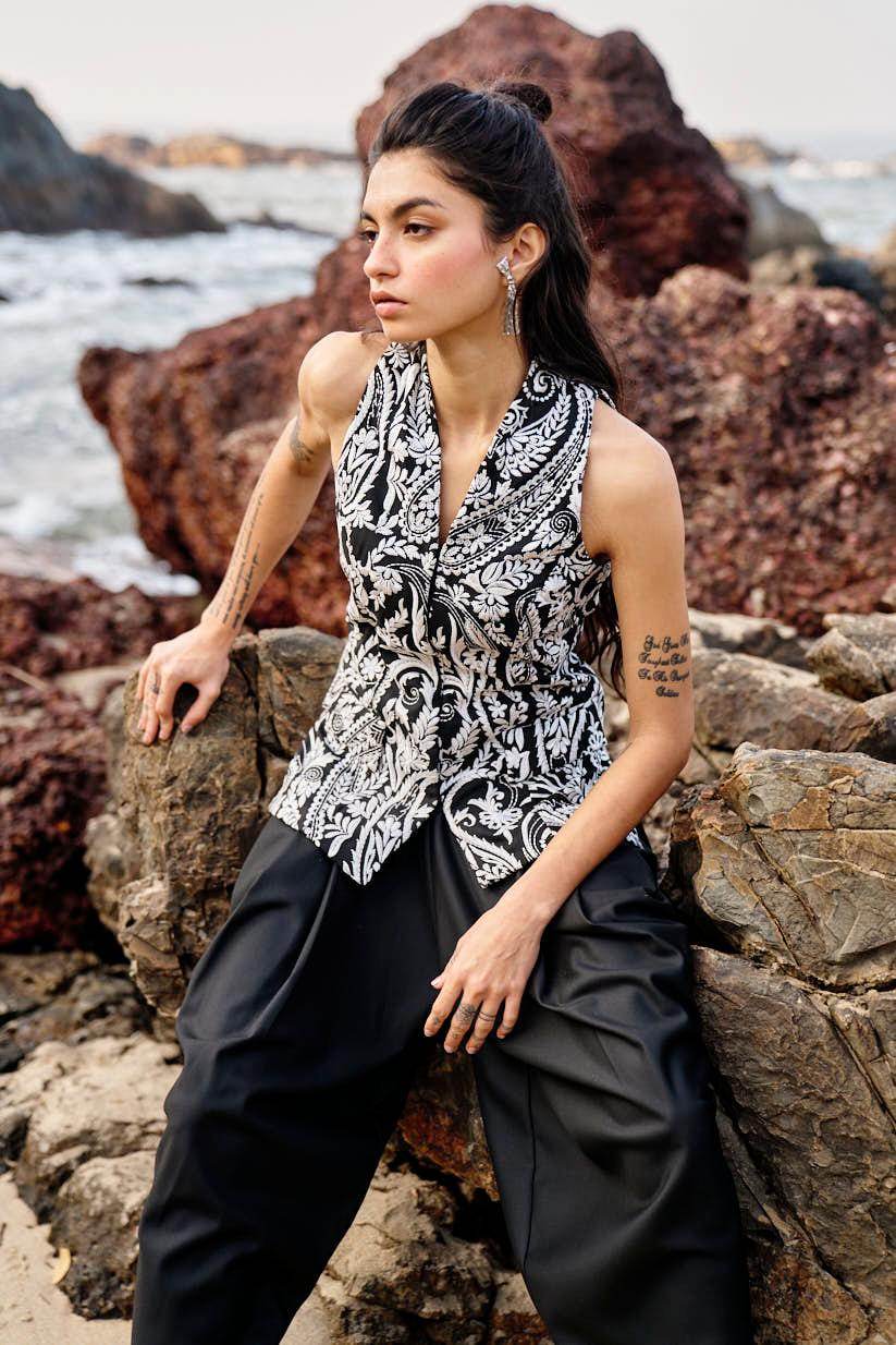 BLACK COWL PANTS - dash and dot