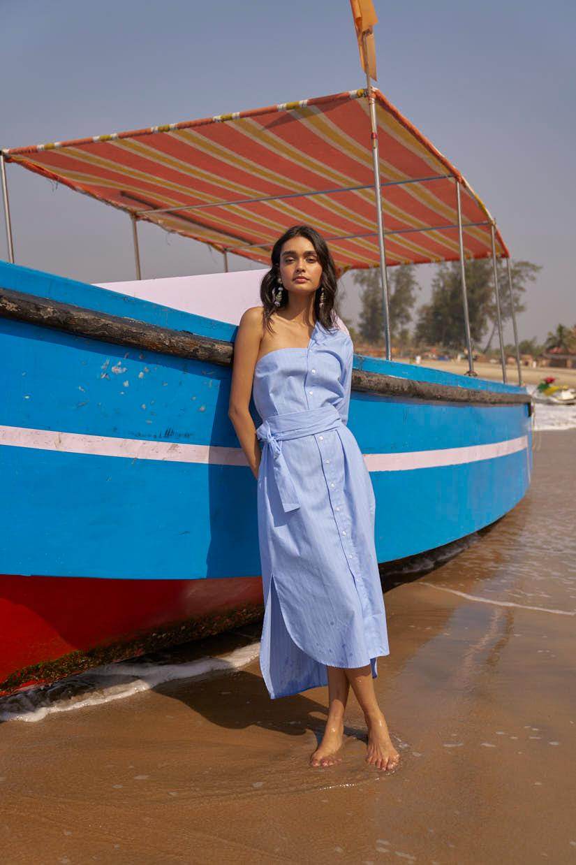 SINGLE SLEEVE SHIRT DRESS - dash and dot