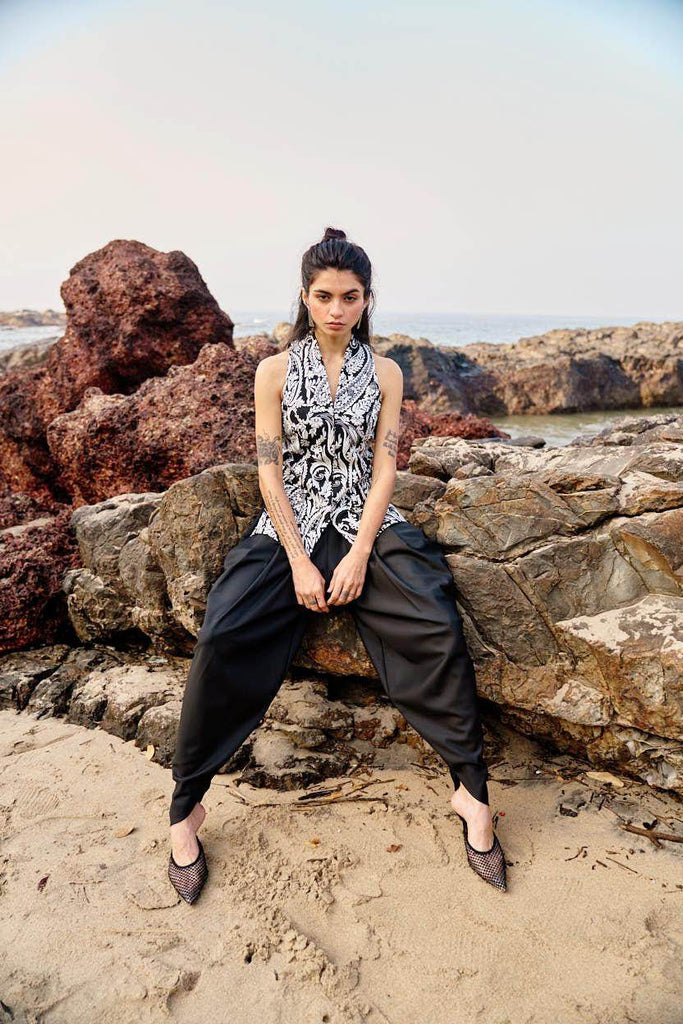 EMBROIDERED WAISTCOAT AND COWL PANT SET - dash and dot dash and dot