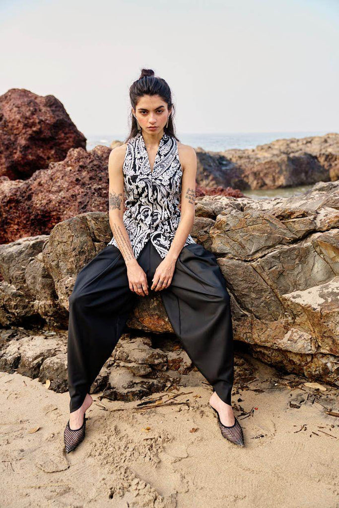 BLACK COWL PANTS - dash and dot dash and dot