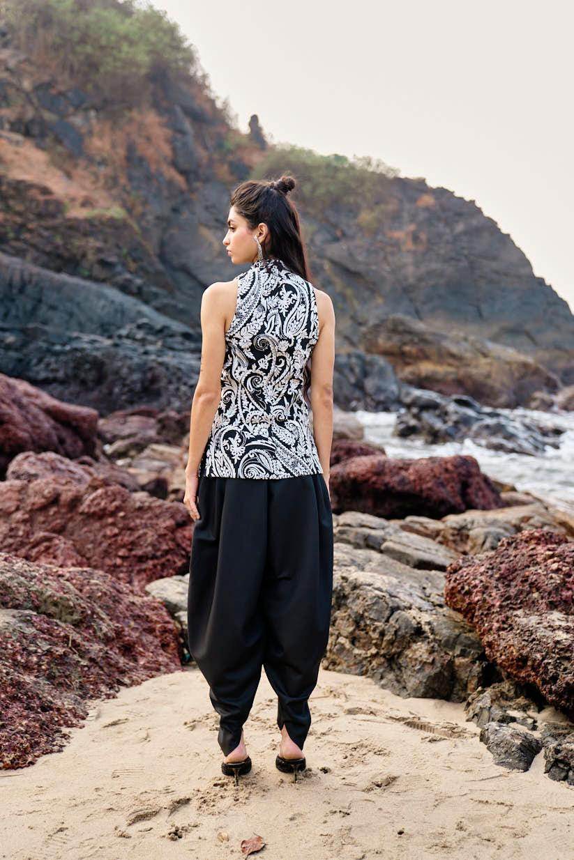 BLACK COWL PANTS - dash and dot