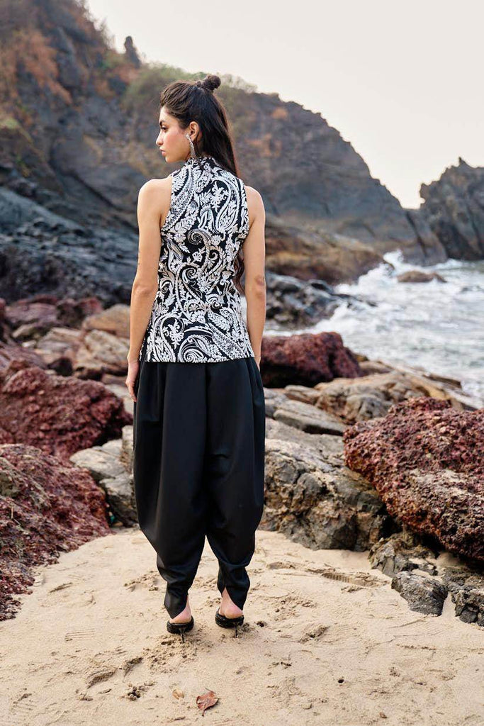 BLACK COWL PANTS - dash and dot dash and dot