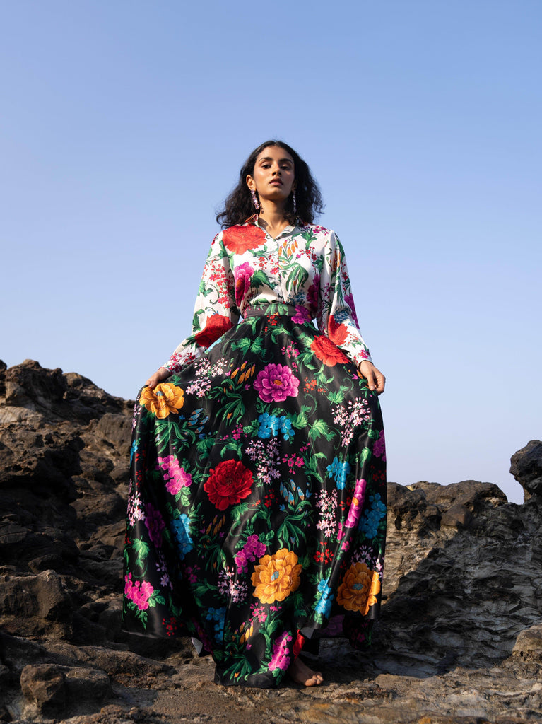 PRINTED BLACK SKIRT - dash and dot dash and dot