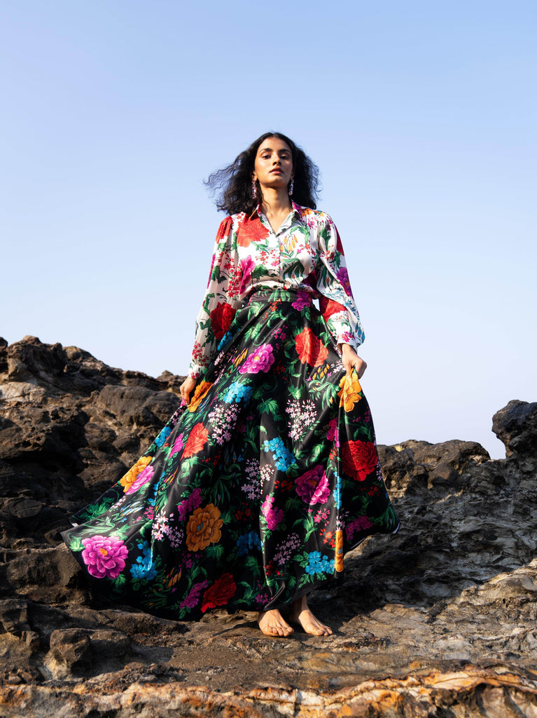 PRINTED BLACK SKIRT - dash and dot dash and dot