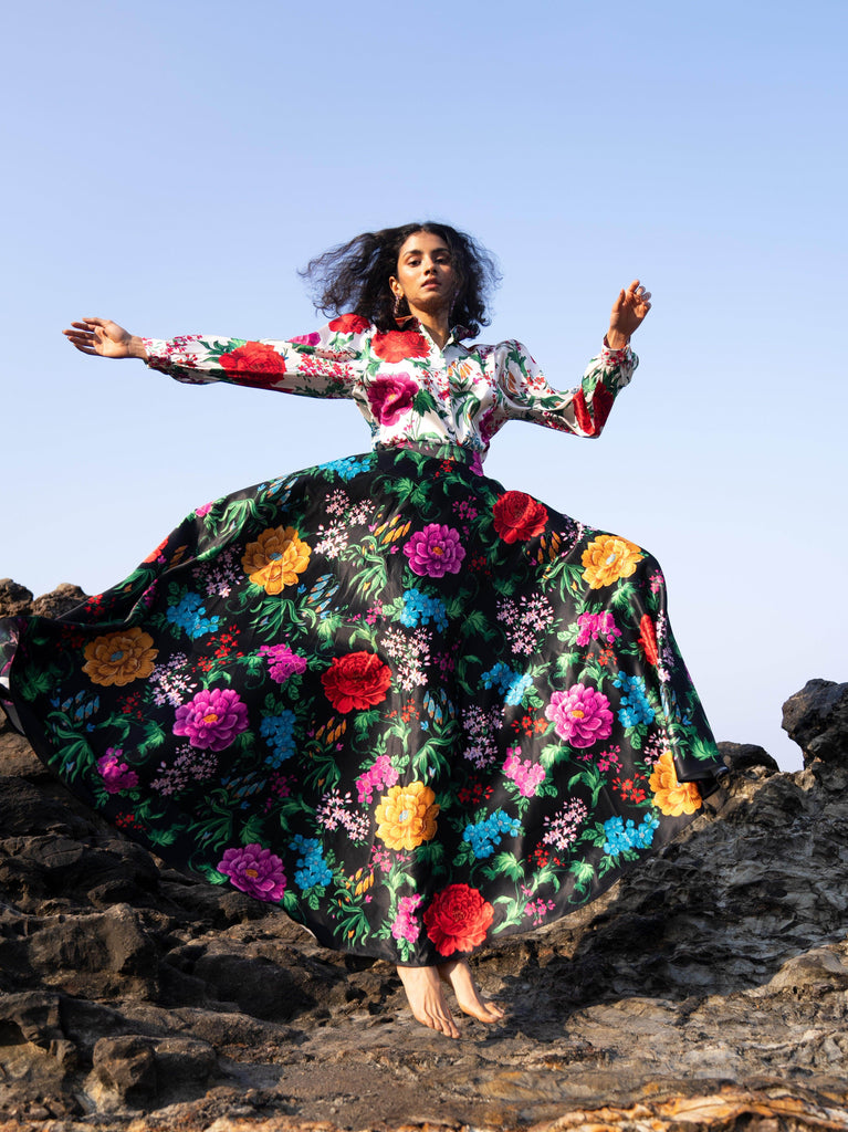 PRINTED BLACK SKIRT - dash and dot dash and dot