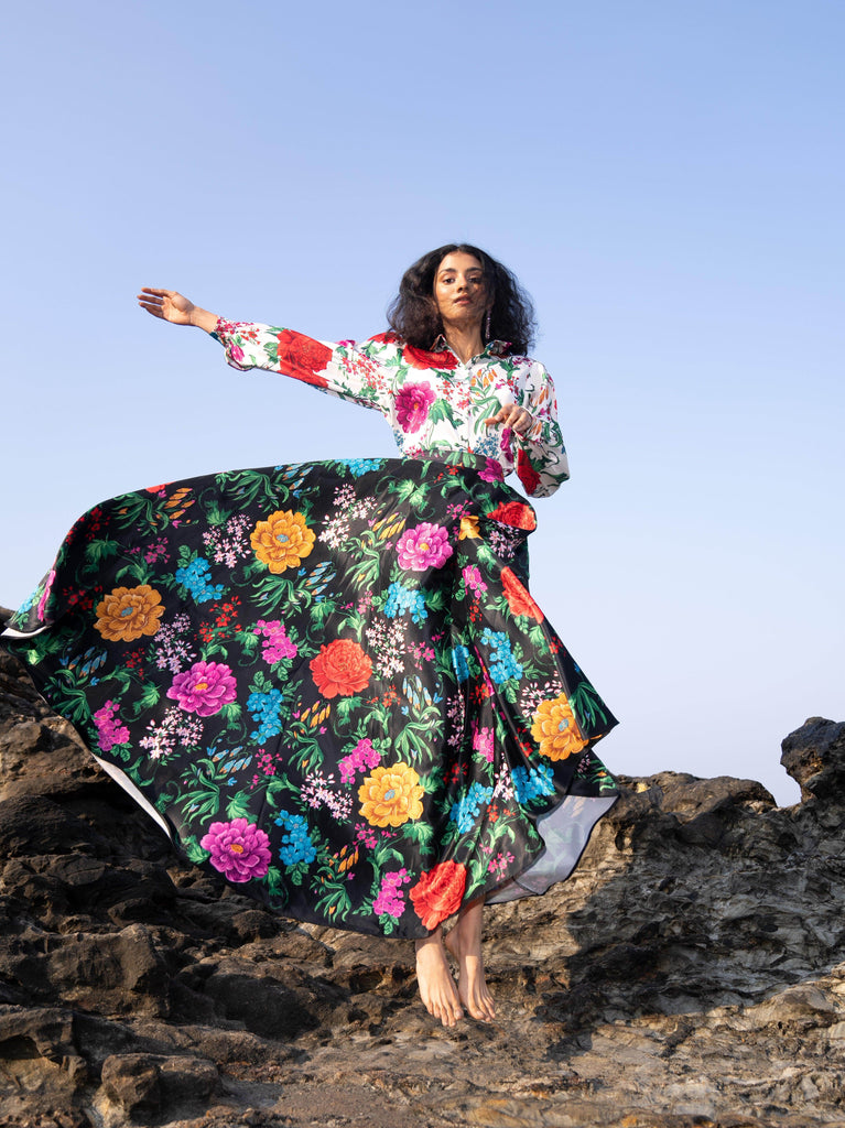 PRINTED BLACK SKIRT - dash and dot dash and dot