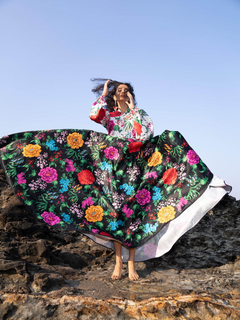 PRINTED BLACK SKIRT - dash and dot dash and dot