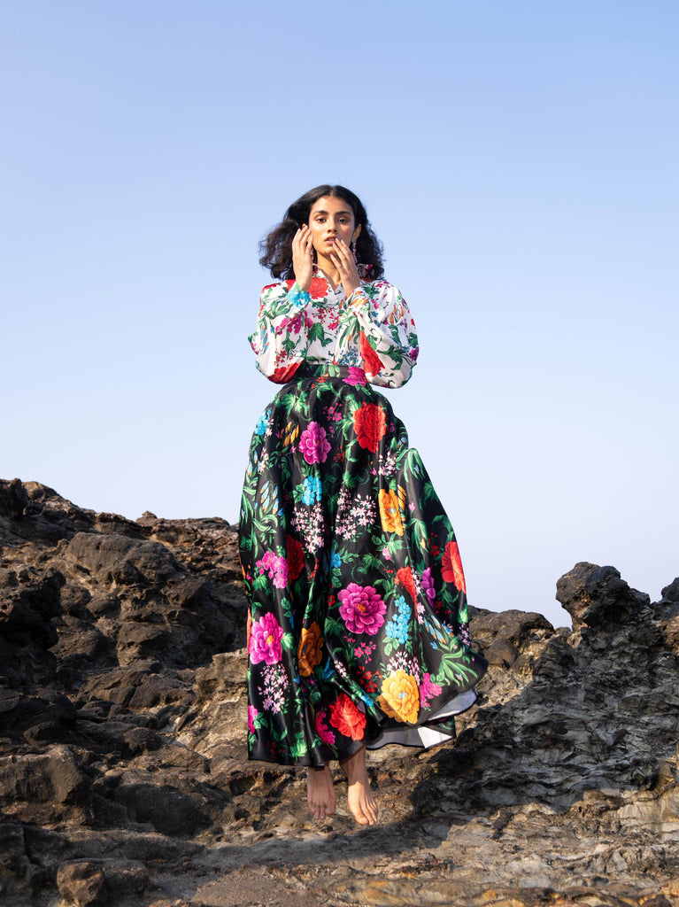 PRINTED BLACK SKIRT - dash and dot dash and dot