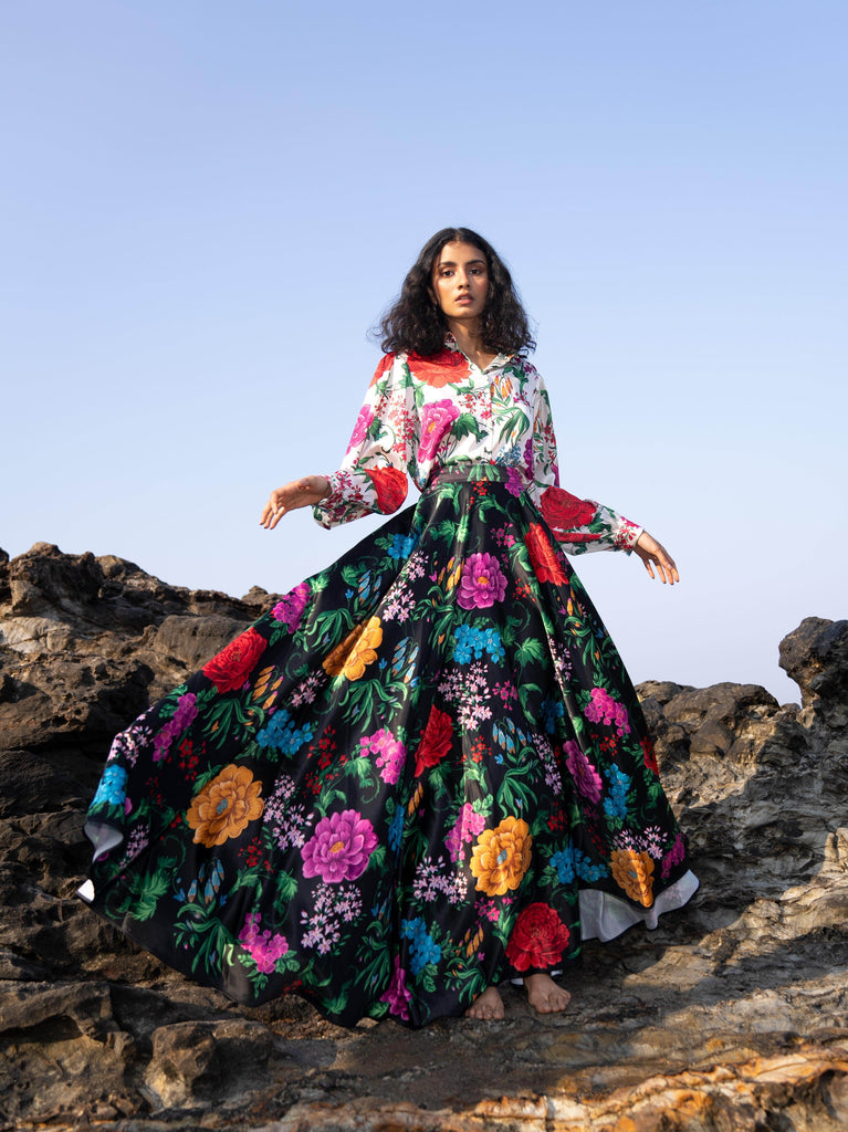 PRINTED BLACK SKIRT - dash and dot dash and dot