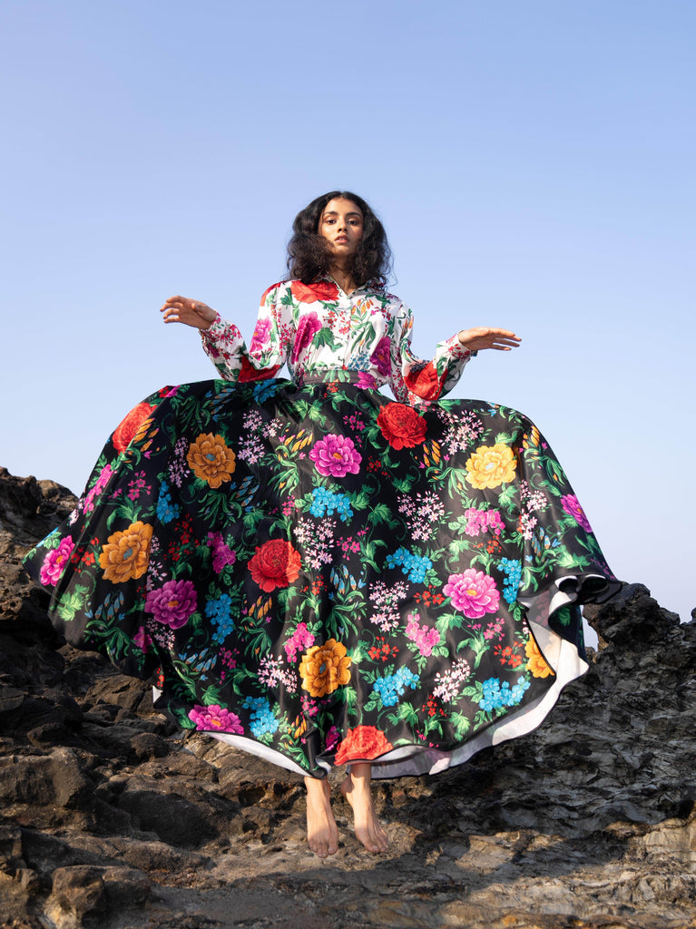 PRINTED BLACK SKIRT - dash and dot dash and dot